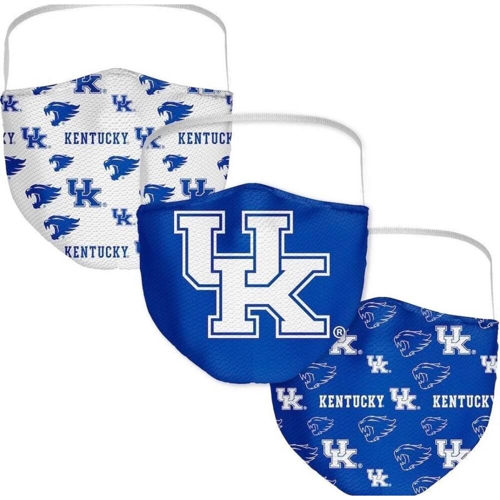 New Kentucky Wildcats Fanatics Adult All Over Logo Face Covering Mask 3-Pack
